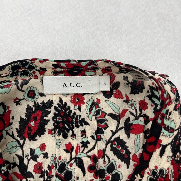 A.L.C. Womens Floral Silk Blouse Top Sleeveless Size 4 NWOT Back Pleat - Picture 3 of 9
